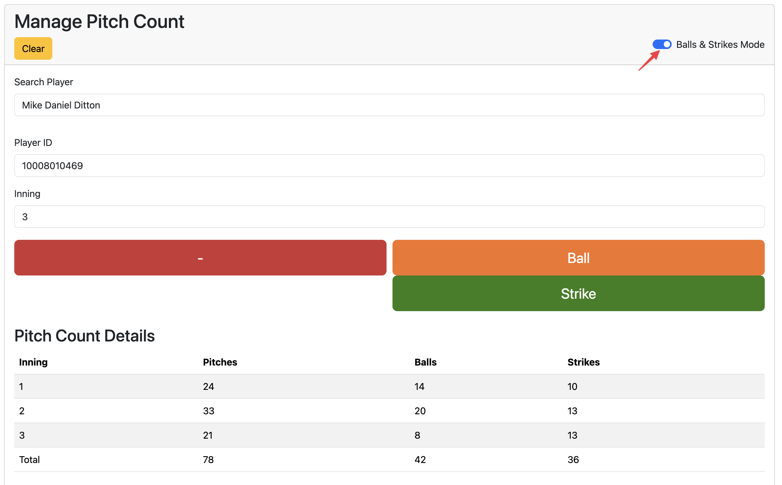 Balls and Strikes Mode